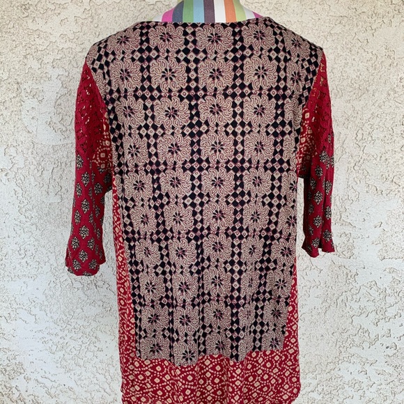 Lucky Brand Boho Floral Point Blouse 0100 - Picture 5 of 6